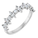 14K Gold Marquise Natural Diamond Anniversary Band – 3/8–5/8 CTW - White Gold