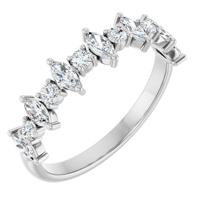 14K Gold Marquise Natural Diamond Anniversary Band – 3/8–5/8 CTW - White Gold