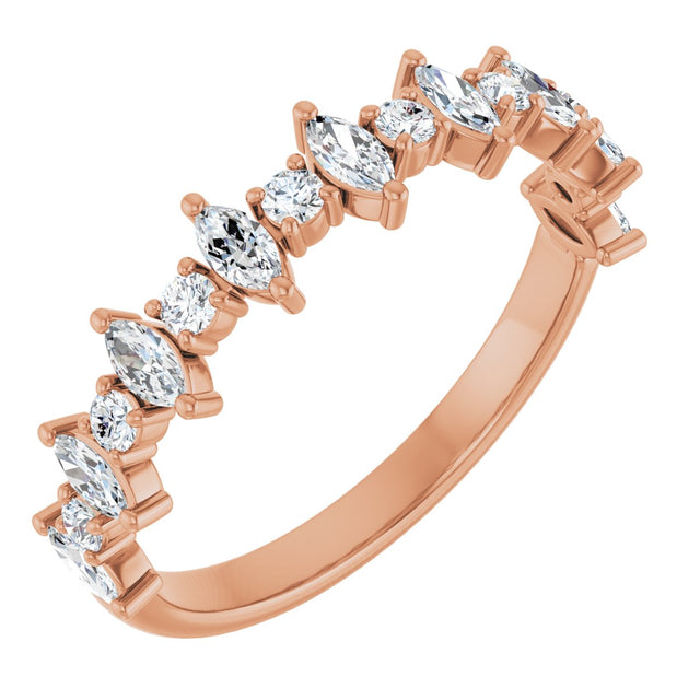 14K Gold Marquise Natural Diamond Anniversary Band – 3/8–5/8 CTW - Rose Gold