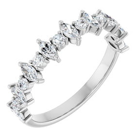 Platinum Marquise Natural Diamond Anniversary Band – 3/8–5/8 CTW