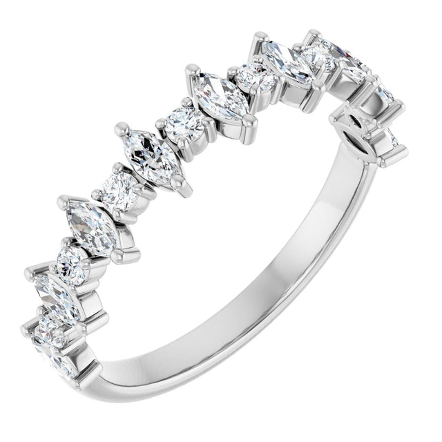 14K Gold Marquise Natural Diamond Anniversary Band – 3/8–5/8 CTW - White Gold