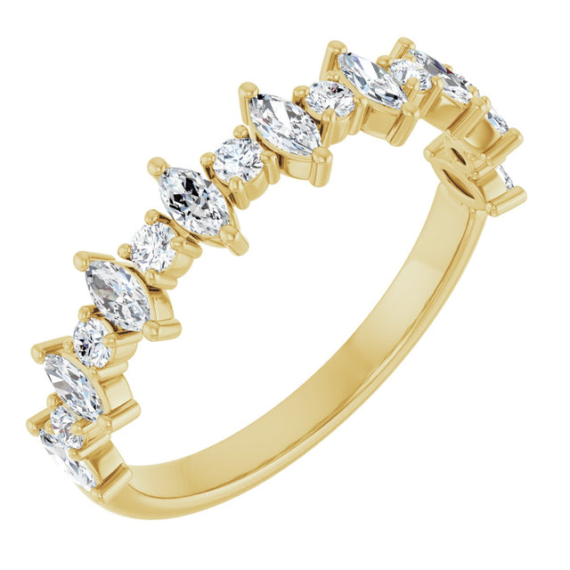 14K Gold Marquise Natural Diamond Anniversary Band – 3/8–5/8 CTW - Yellow Gold