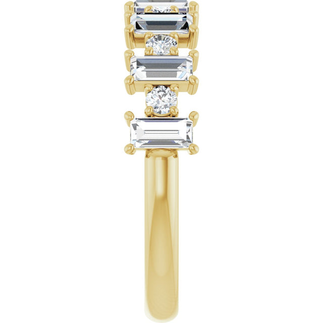 14K Gold Straight Baguette Natural Diamond Anniversary Band – 3/8–7/8 CTW - Yellow Gold - view 4