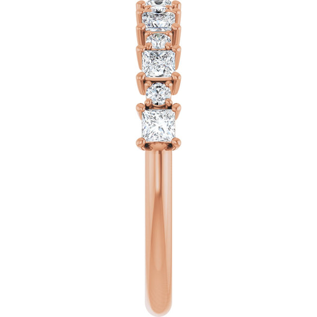14K Gold Square Natural Diamond Anniversary Band – 1/2–1 1/3 CTW - Rose Gold - view 4