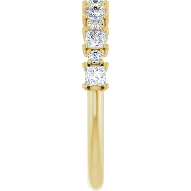 14K Gold Square Natural Diamond Anniversary Band – 1/2–1 1/3 CTW - Yellow Gold - view 4