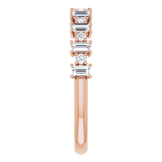 14K Gold Straight Baguette Natural Diamond Anniversary Band – 3/8–7/8 CTW - Rose Gold - view 4