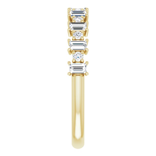 14K Gold Straight Baguette Natural Diamond Anniversary Band – 3/8–7/8 CTW - Yellow Gold - view 4