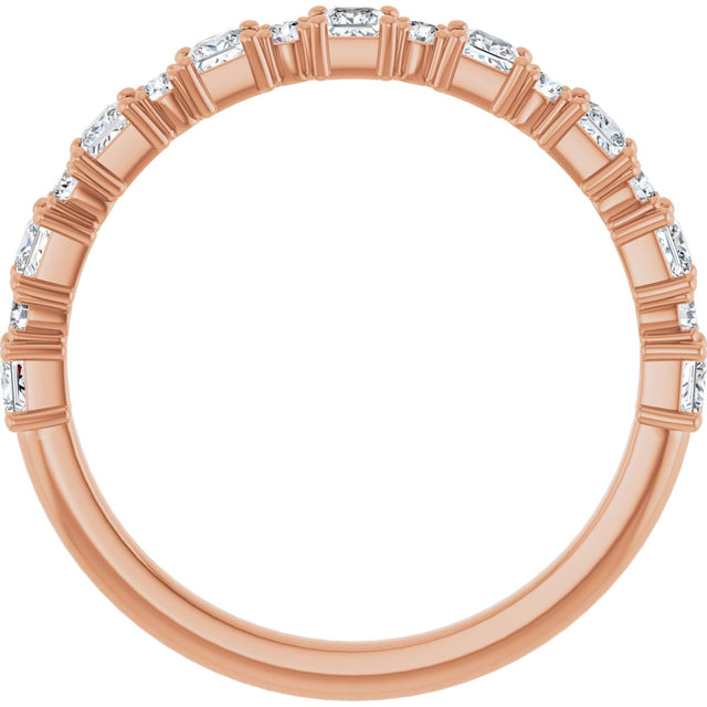 14K Gold Square Natural Diamond Anniversary Band – 1/2–1 1/3 CTW - Rose Gold - view 2