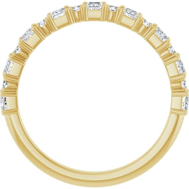 14K Gold Square Natural Diamond Anniversary Band – 1/2–1 1/3 CTW - Yellow Gold - view 2