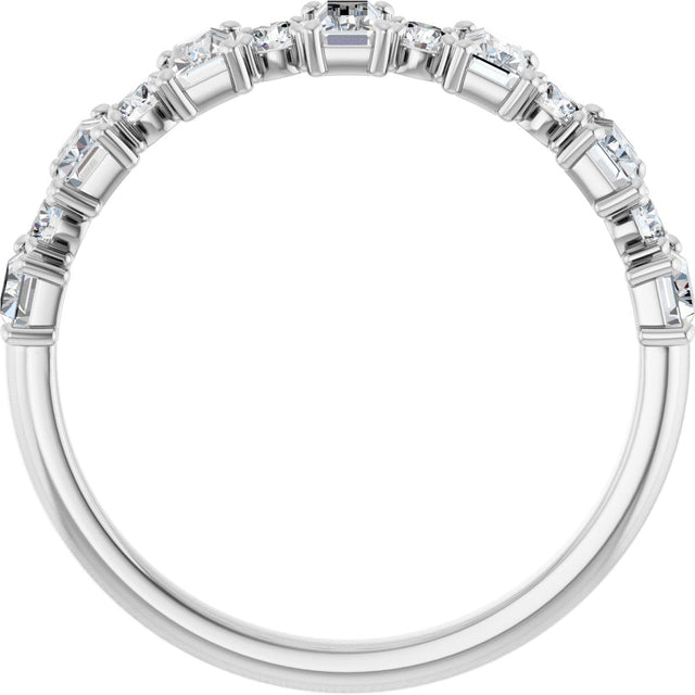 Platinum Straight Baguette Natural Diamond Anniversary Band – 3/8–7/8 CTW - view 2