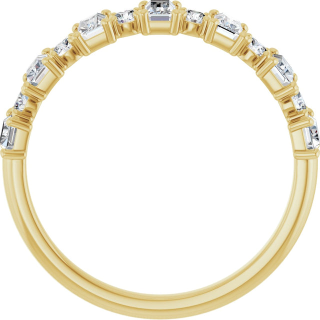 14K Gold Straight Baguette Natural Diamond Anniversary Band – 3/8–7/8 CTW - Yellow Gold - view 2