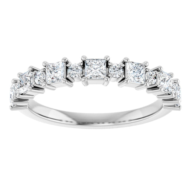 14K Gold Square Natural Diamond Anniversary Band – 1/2–1 1/3 CTW - White Gold - view 3
