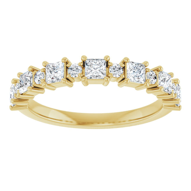 14K Gold Square Natural Diamond Anniversary Band – 1/2–1 1/3 CTW - Yellow Gold - view 3