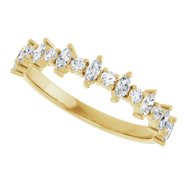 14K Gold Marquise Natural Diamond Anniversary Band – 3/8–5/8 CTW - Yellow Gold - view 5