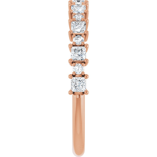 14K Gold Square Lab-Grown Diamond Anniversary Band – 1/2 CTW - Rose Gold - view 4