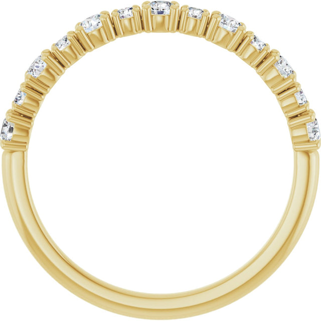 14K Gold Round Natural Diamond Anniversary Band – 3/8–3/4 CTW - Yellow Gold - view 2