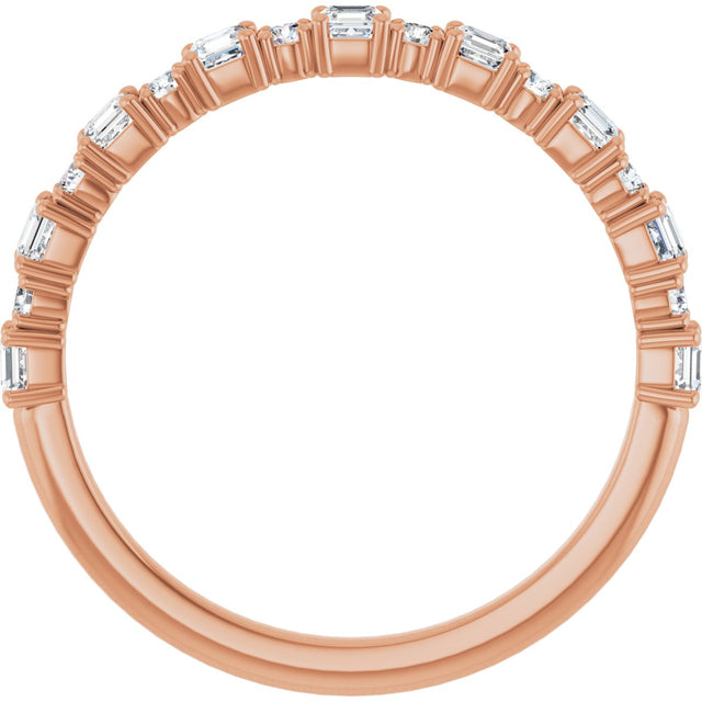 14K Gold Asscher Natural Diamond Anniversary Band – 1/2–1 1/3 CTW - Rose Gold - view 2
