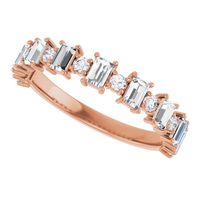 14K Gold Straight Baguette Natural Diamond Anniversary Band – 3/8–7/8 CTW - Rose Gold - view 5