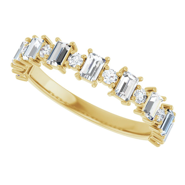 14K Gold Straight Baguette Natural Diamond Anniversary Band – 3/8–7/8 CTW - Yellow Gold - view 5