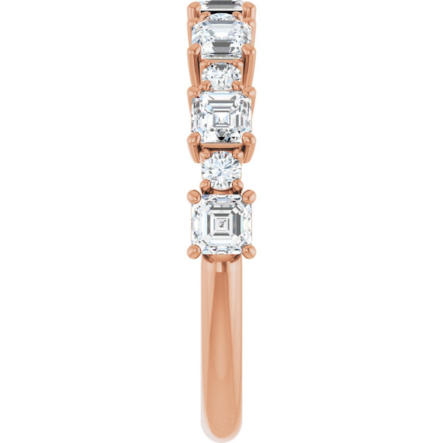 14K Gold Asscher Natural Diamond Anniversary Band – 1/2–1 1/3 CTW - Rose Gold - view 4