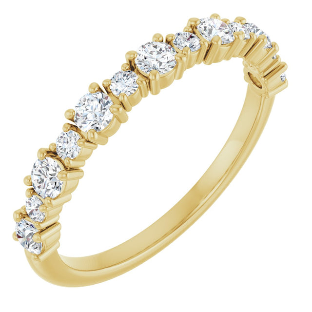 14K Gold Round Natural Diamond Anniversary Band – 3/8–3/4 CTW - Yellow Gold