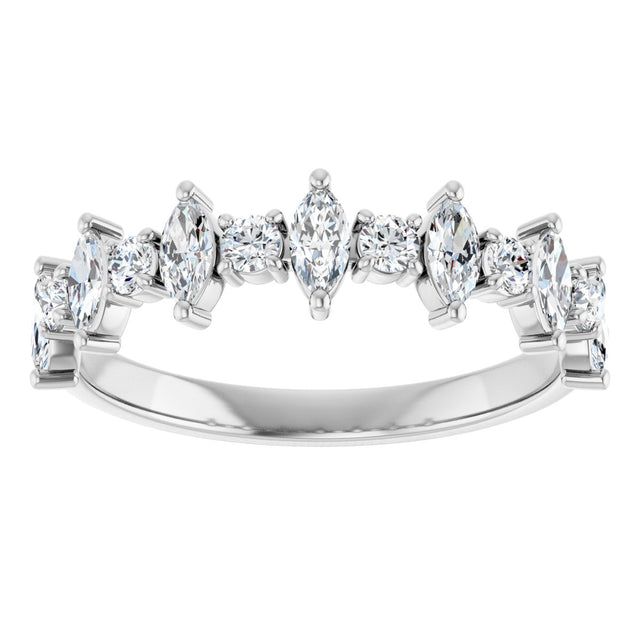 Platinum Marquise Natural Diamond Anniversary Band – 3/8–5/8 CTW - view 3