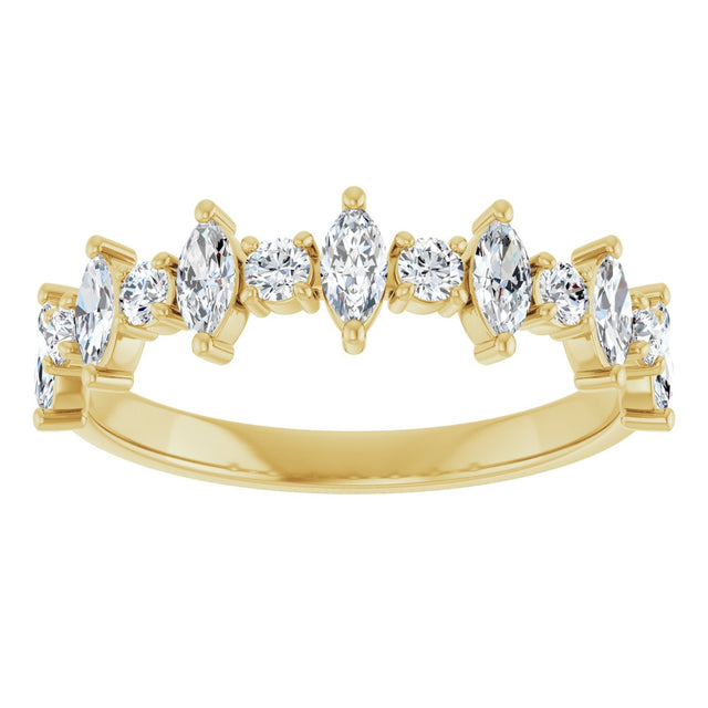 14K Gold Marquise Natural Diamond Anniversary Band – 3/8–5/8 CTW - Yellow Gold - view 3