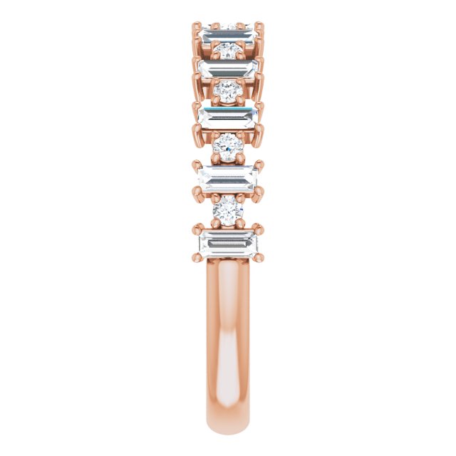 14K Gold Straight Baguette Natural Diamond Anniversary Band – 3/8–7/8 CTW - Rose Gold - view 4