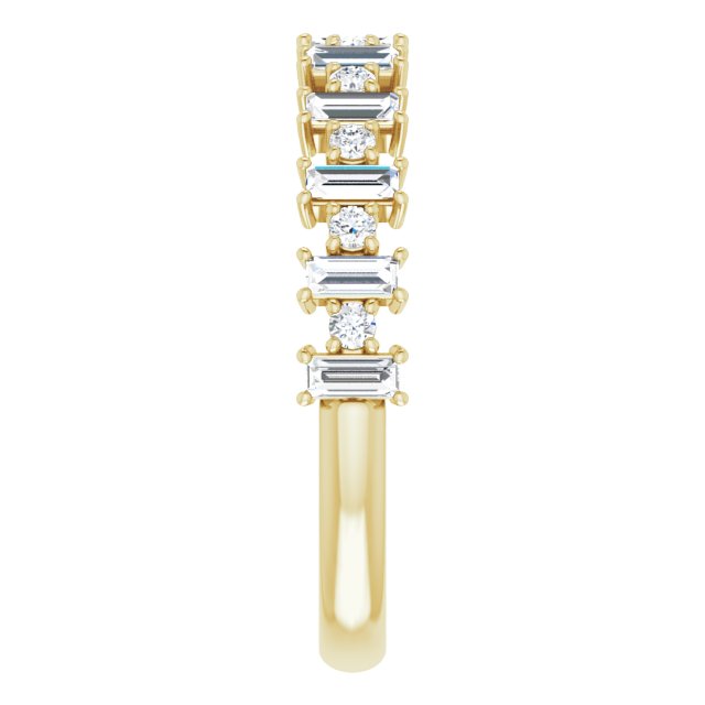 14K Gold Straight Baguette Natural Diamond Anniversary Band – 3/8–7/8 CTW - Yellow Gold - view 4