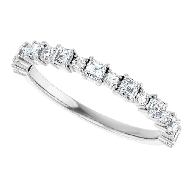14K Gold Asscher Natural Diamond Anniversary Band – 1/2–1 1/3 CTW - White Gold - view 5