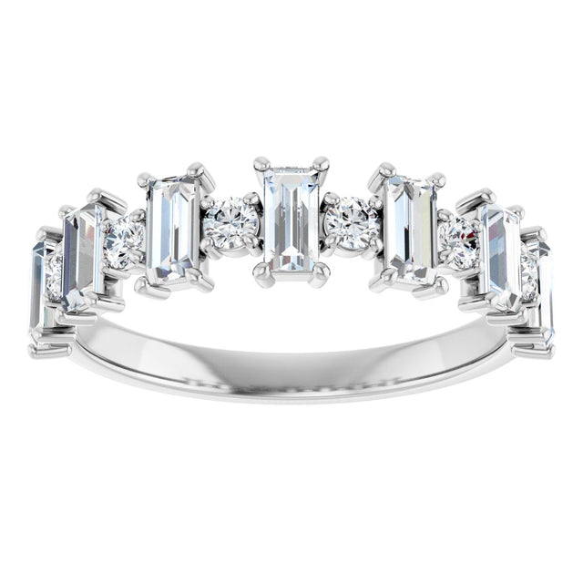 Platinum Straight Baguette Natural Diamond Anniversary Band – 3/8–7/8 CTW - view 3