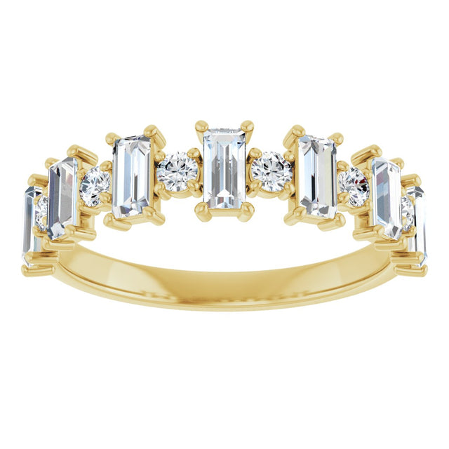 14K Gold Straight Baguette Natural Diamond Anniversary Band – 3/8–7/8 CTW - Yellow Gold - view 3
