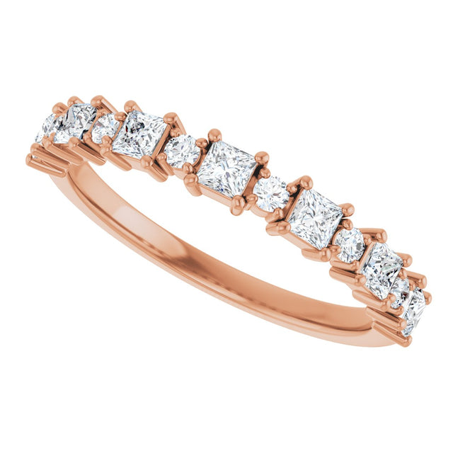14K Gold Square Natural Diamond Anniversary Band – 1/2–1 1/3 CTW - Rose Gold - view 5