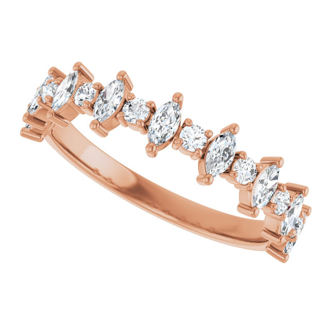 14K Gold Marquise Natural Diamond Anniversary Band – 3/8–5/8 CTW - Rose Gold - view 5