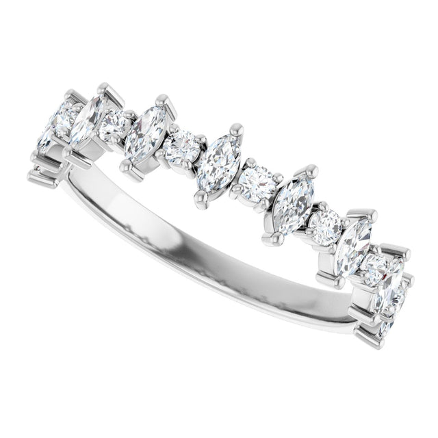 Platinum Marquise Natural Diamond Anniversary Band – 3/8–5/8 CTW - view 5