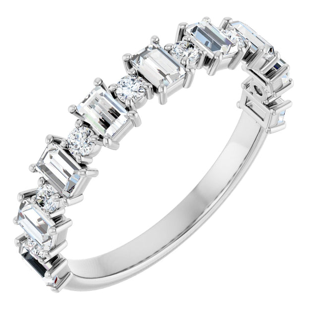 14K Gold Straight Baguette Natural Diamond Anniversary Band – 3/8–7/8 CTW - White Gold