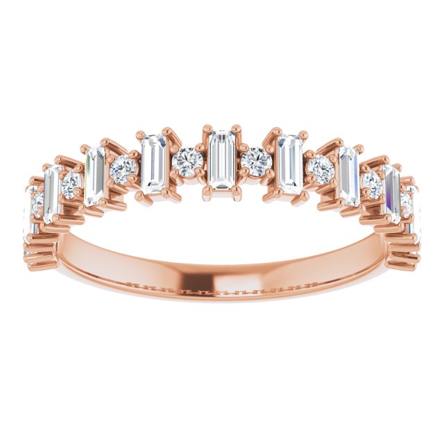 14K Gold Straight Baguette Natural Diamond Anniversary Band – 3/8–7/8 CTW - Rose Gold - view 3
