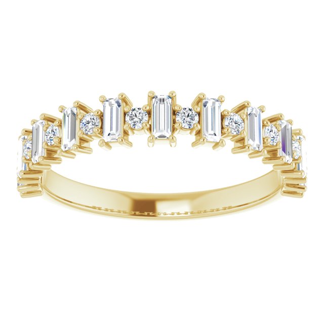 14K Gold Straight Baguette Natural Diamond Anniversary Band – 3/8–7/8 CTW - Yellow Gold - view 3