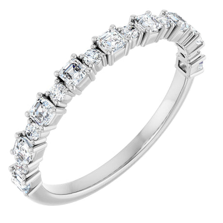 14K Gold Asscher Natural Diamond Anniversary Band – 1/2–1 1/3 CTW - White Gold