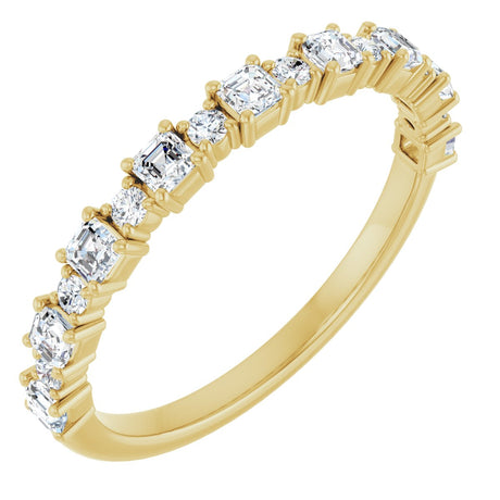 14K Gold Asscher Natural Diamond Anniversary Band – 1/2–1 1/3 CTW - Yellow Gold