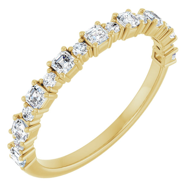14K Gold Asscher Natural Diamond Anniversary Band – 1/2–1 1/3 CTW - Yellow Gold