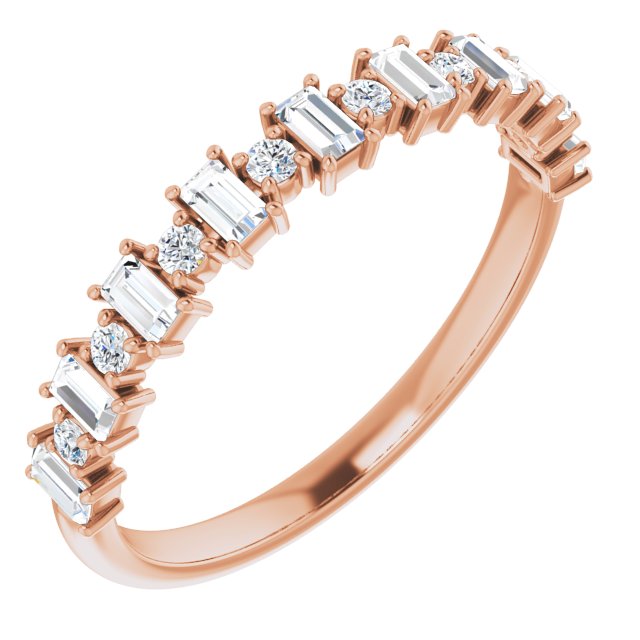 14K Gold Straight Baguette Natural Diamond Anniversary Band – 3/8–7/8 CTW - Rose Gold