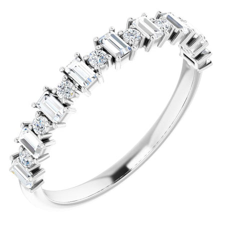 Platinum Straight Baguette Natural Diamond Anniversary Band – 3/8–7/8 CTW