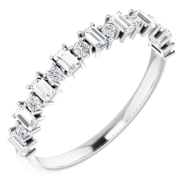 Platinum Straight Baguette Natural Diamond Anniversary Band – 3/8–7/8 CTW