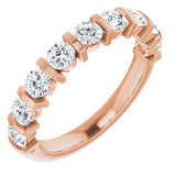 14K Gold Round Natural Diamond Bar Channel-Set Anniversary Band – 3.2 mm Stones - Rose Gold