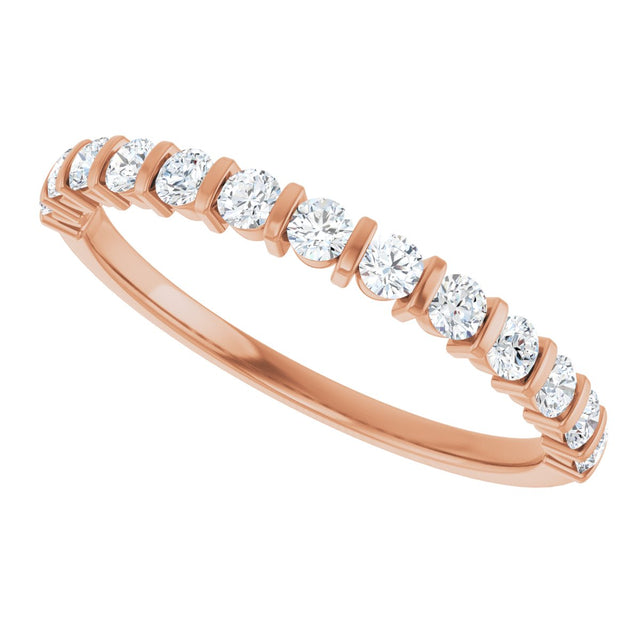 10K Gold Round Lab-Grown Diamond Bar Channel-Set Anniversary Band – 1/5–5/8 CTW - Rose Gold - view 5