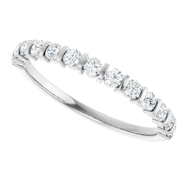 10K Gold Round Natural Diamond Bar Channel-Set Anniversary Band – 1/5–5/8 CTW - White Gold - view 5