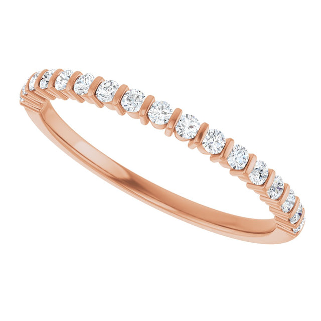 10K Gold Round Natural Diamond Bar Channel-Set Anniversary Band – 1/5–5/8 CTW - Rose Gold - view 5