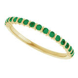 14K Gold Round Lab-Grown Green Emerald Bar Channel-Set Anniversary Band - Yellow Gold - view 5