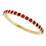 14K Gold Round Natural Red Ruby Bar Channel-Set Anniversary Band - Yellow Gold - view 5